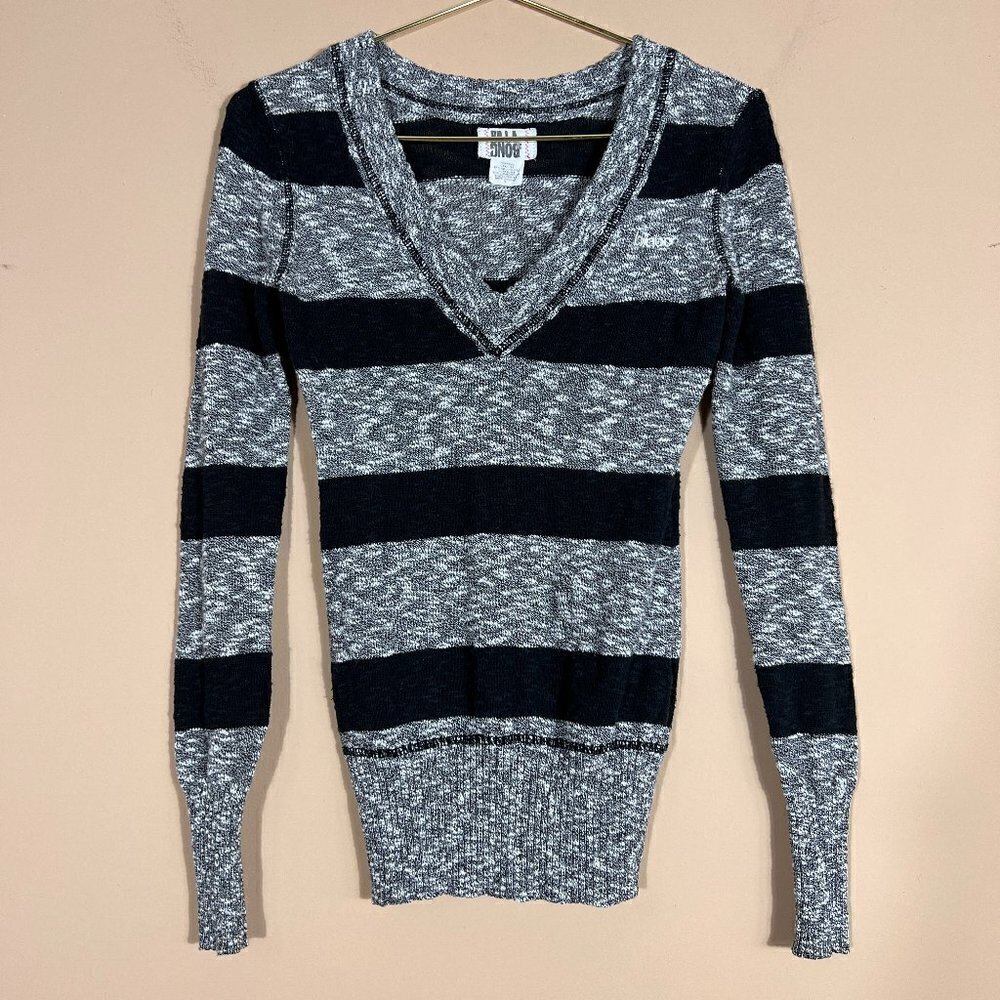 BillaBong Heather Gray/Black Striped Sweater